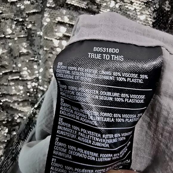 Volcom X Georgia May Jagger Shirt Womens Large All Over Sequin Silver Topper - Picture 9 of 11